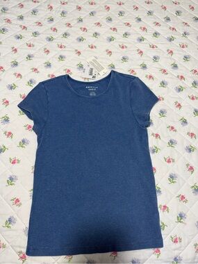 American Eagle Outfitters Blue Ribbed Short Sleeve Tee